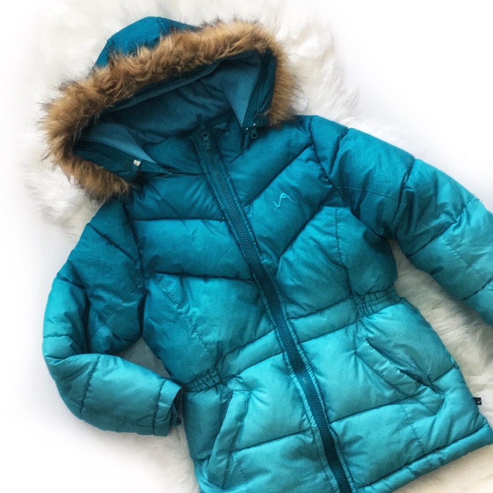 Teal Ombré Puffer Jacket